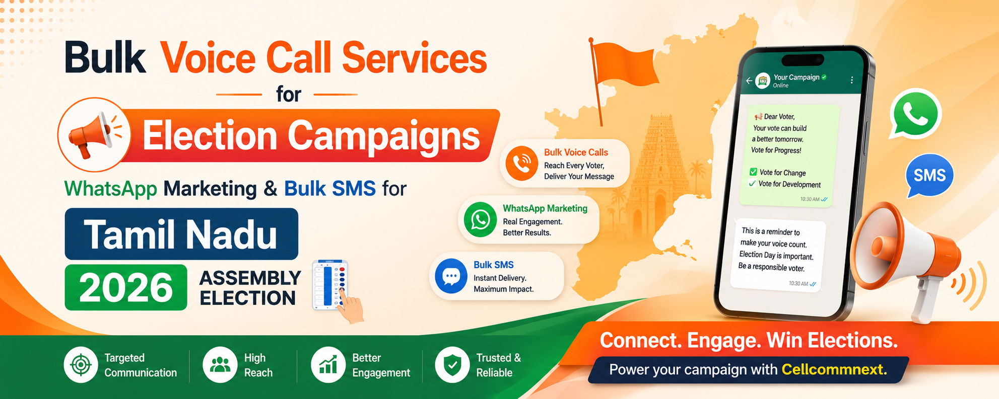 Bulk Voice Call Services for Election Campaigns, WhatsApp Marketing & Bulk SMS for Tamil Nadu 2026 Assembly Election
