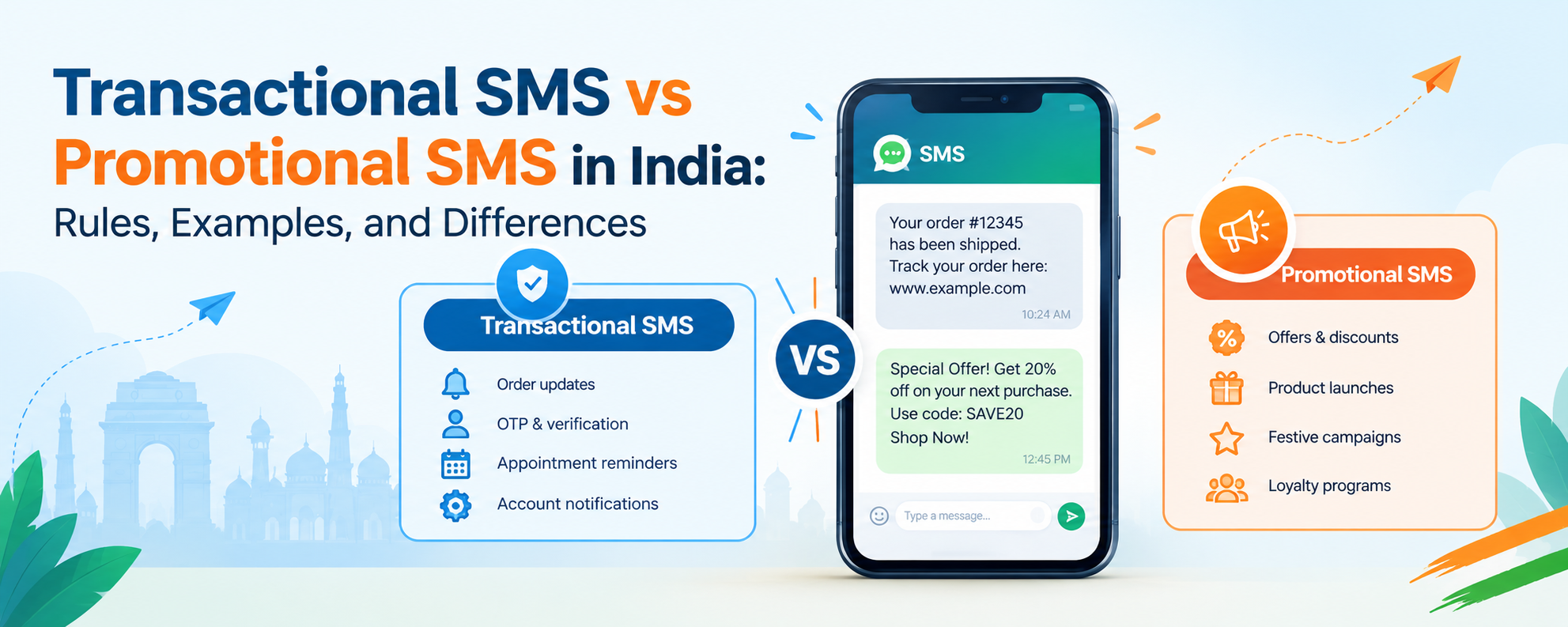 Transactional SMS vs Promotional SMS in India: Rules, Examples, and Differences